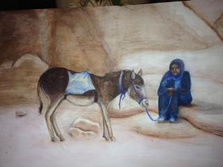 Lady at Petra/colored pencil